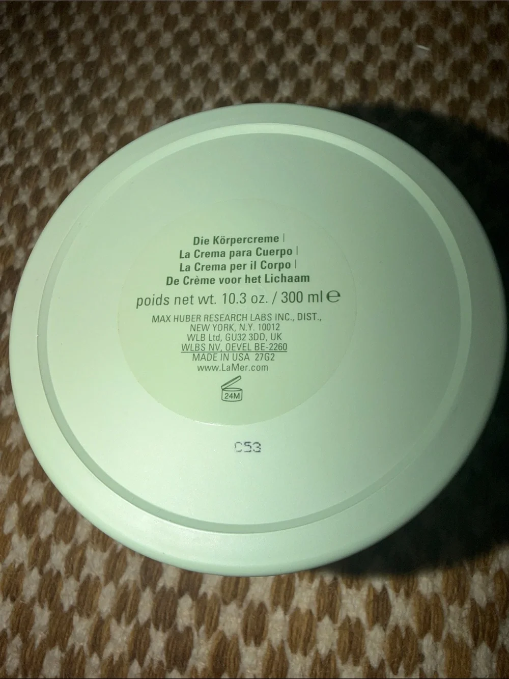 La Mer the body cream empty jar